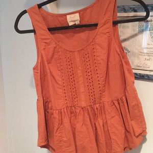 Anthropologie Burnt Orange Detailed Top